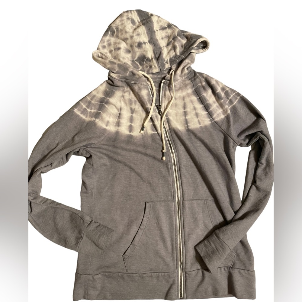Women’s Sonoma Gray & White Tie Dye Full Zip Hooded Jacket